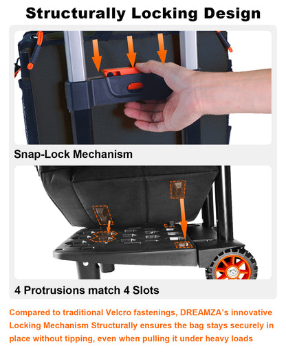 Dreamza Soft Cooler with Wheels, 60-Can Wheeled Cooler with Handle, Leak Proof Rolling Cooler Insulated Bag with All-Terrain Cart, Collapsible Rolling Ice Chest for Beach Picnic Camping Grocery